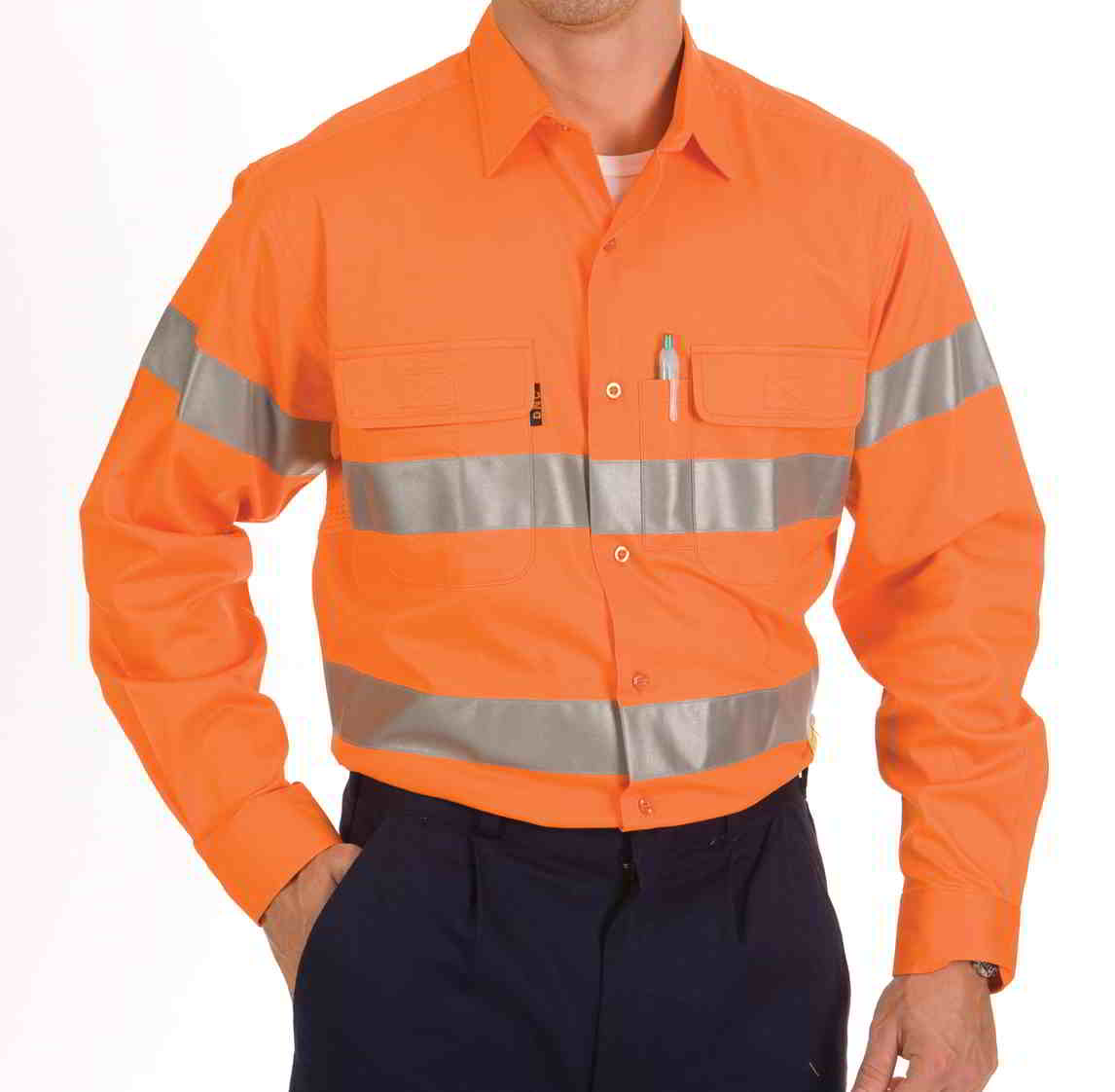 3987 DNC Hi Vis Safety Shirt with reflective tape